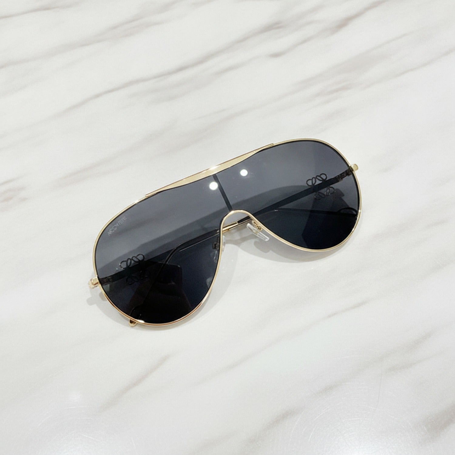 Gold Metal Aviator Sunglasses with Dark Lenses