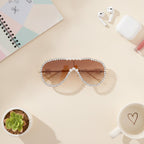 Pearl Rhinestone Aviator Sunglasses Brown Gradient – eyewear (view 2)