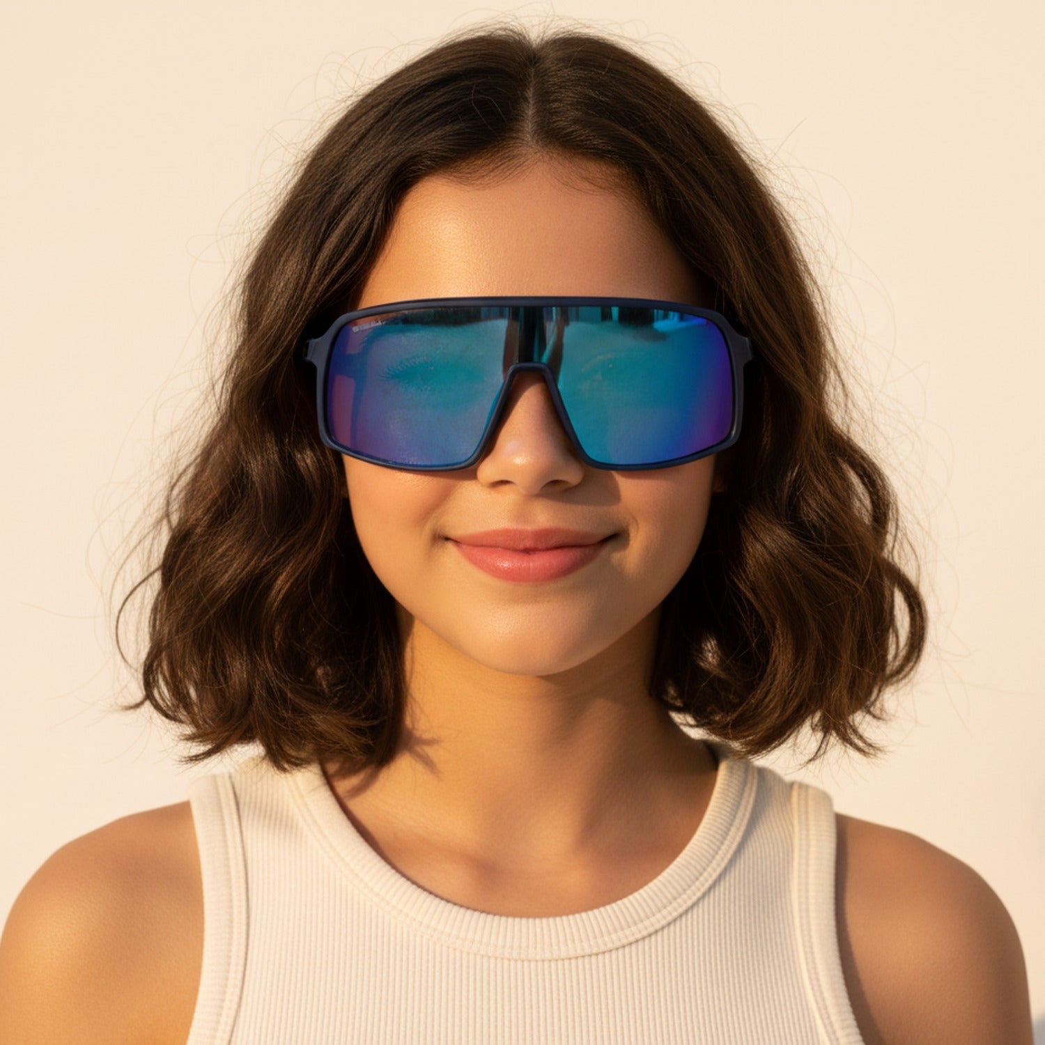 Cyan Mirror Shield Sunglasses