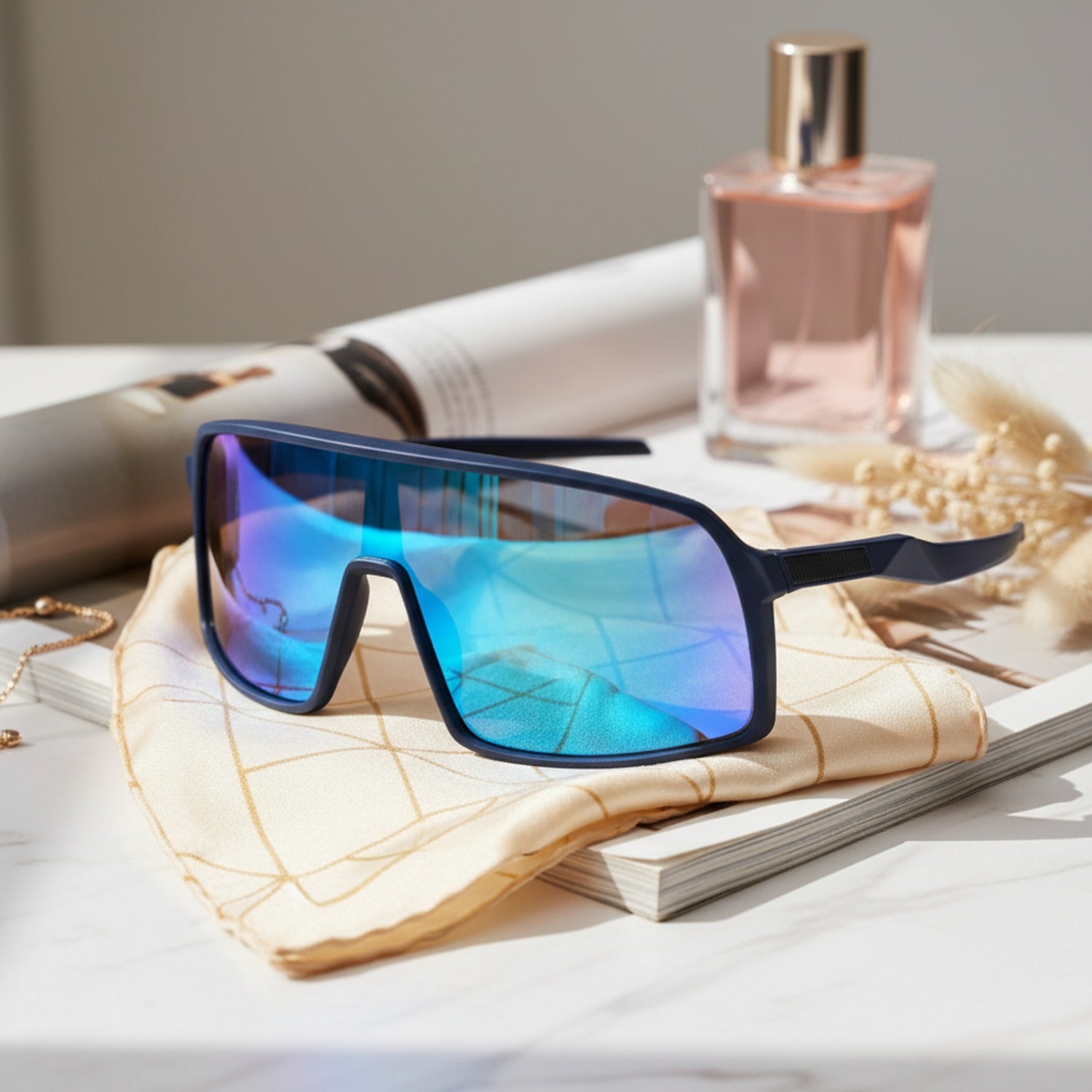 Cyan Mirror Shield Sunglasses – eyewear (view 2)