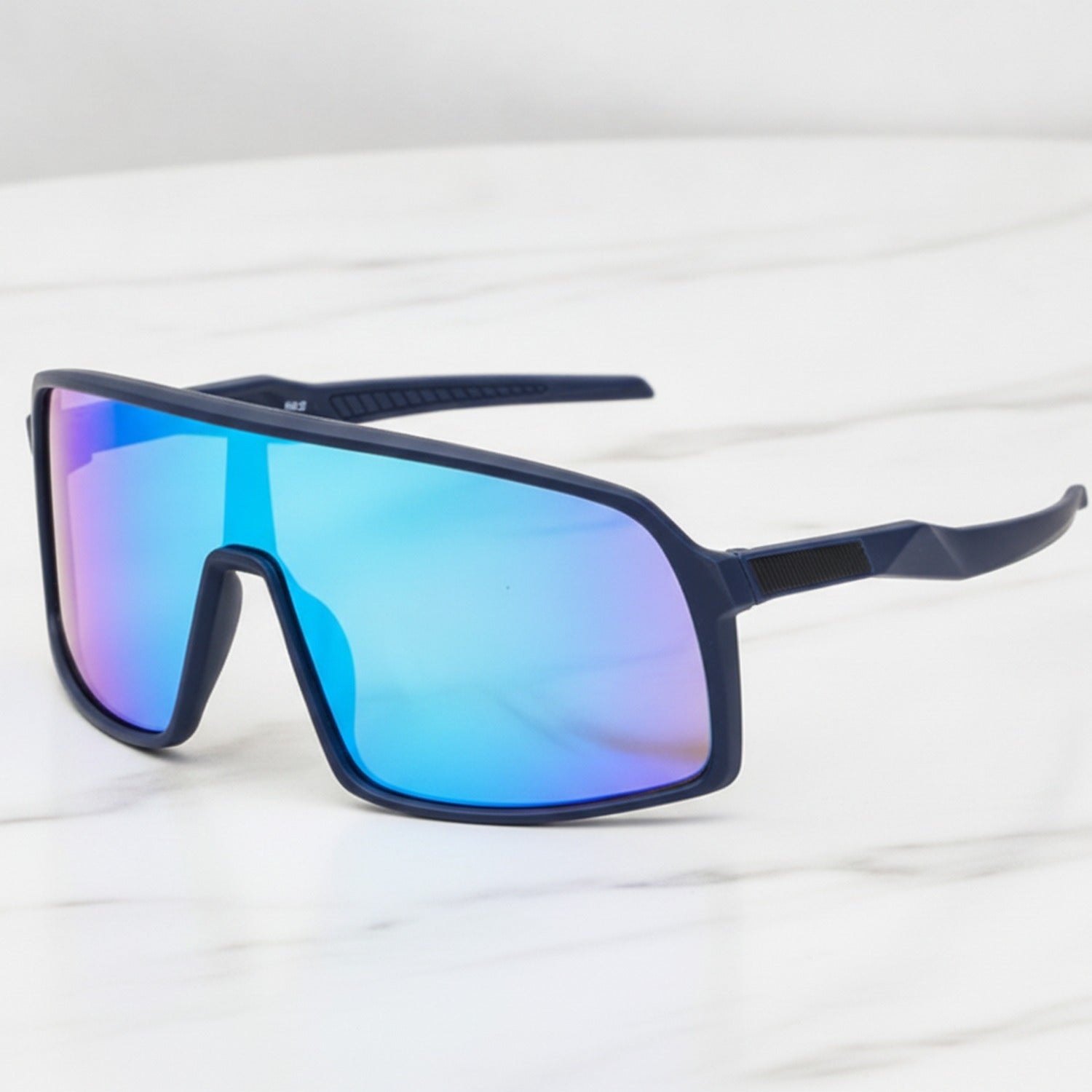 Cyan Mirror Shield Sunglasses