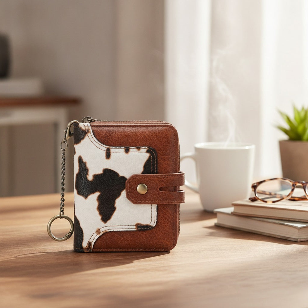 Compact Cow Print Bifold Wallet – bags & wallets (view 4)