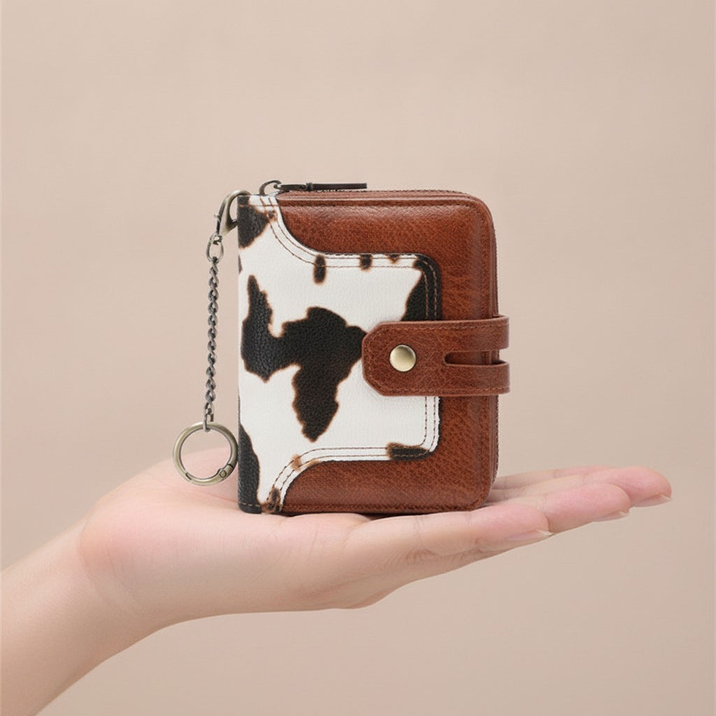 Compact Cow Print Bifold Wallet – bags & wallets (view 5)