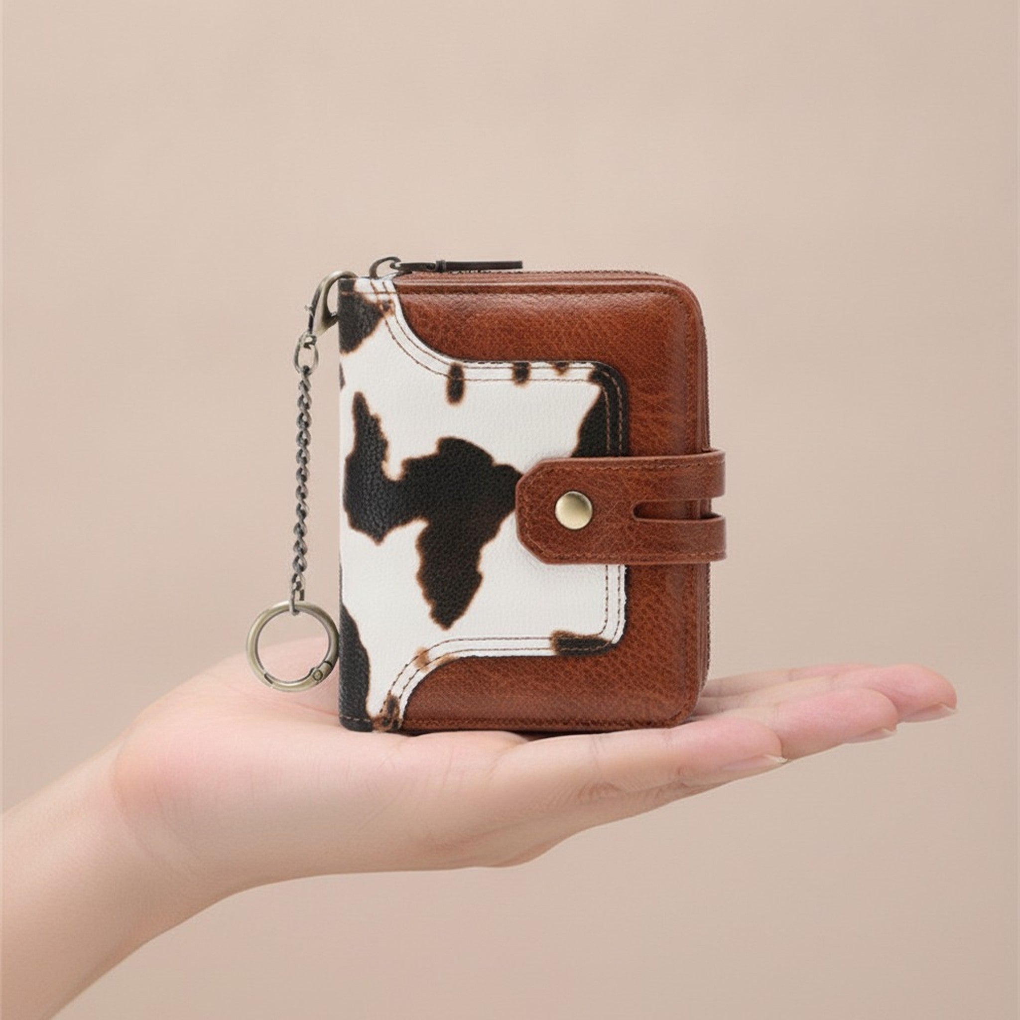 Compact Cow Print Bifold Wallet – bags & wallets (view 5)