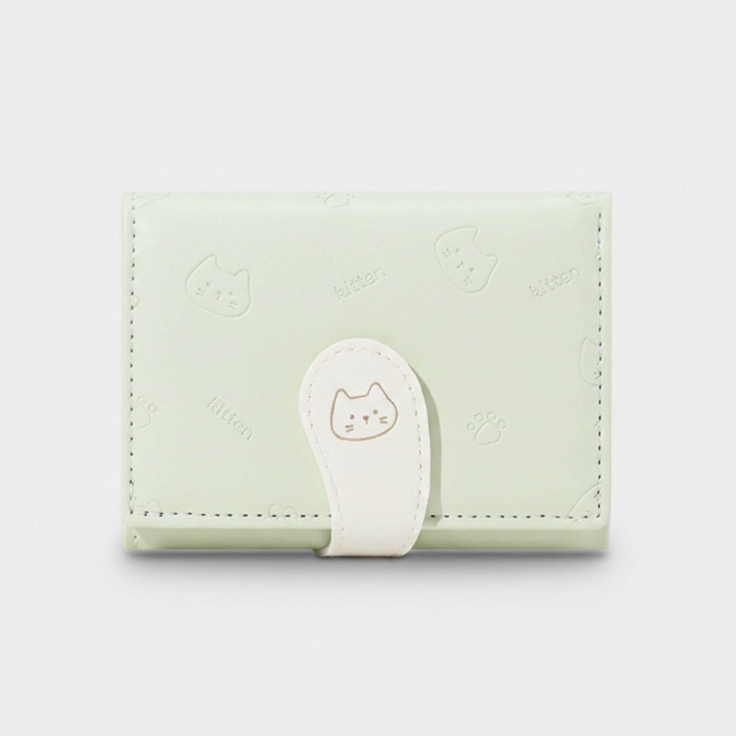 Pastel Green Cat Charm Trifold Wallet
