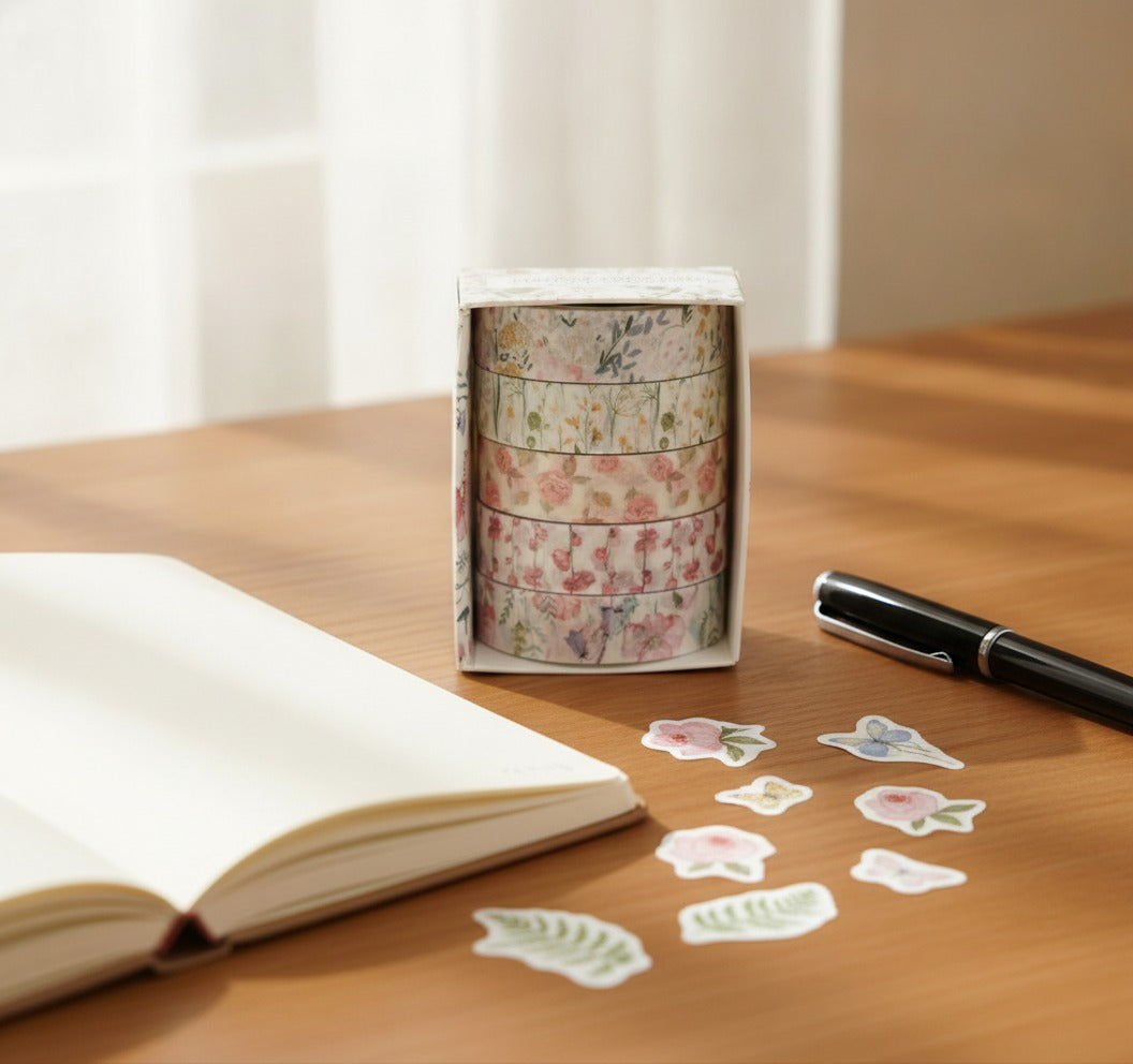 Floral Washi Tape Set - Botanical Design - SKU-1