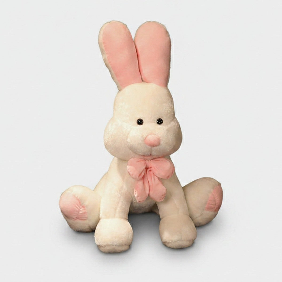 Cream Bunny Plush Toy With Pink Bow – novelty & toys (view 1)