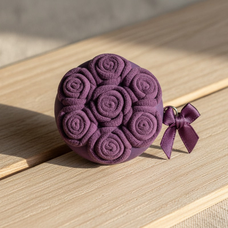 3D Flower AirPods Case with Beaded Charm - Purple Rose (for AirPods 3)