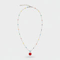 Colorful Beaded Pendant Necklace with Red Charm – jewelry (view 1)