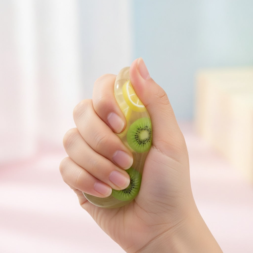 Fruit Jelly Squishy Ball - Cheese - squeeze in hand