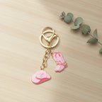 Western Charm Keychain Set - Cowboy Hat, Pink