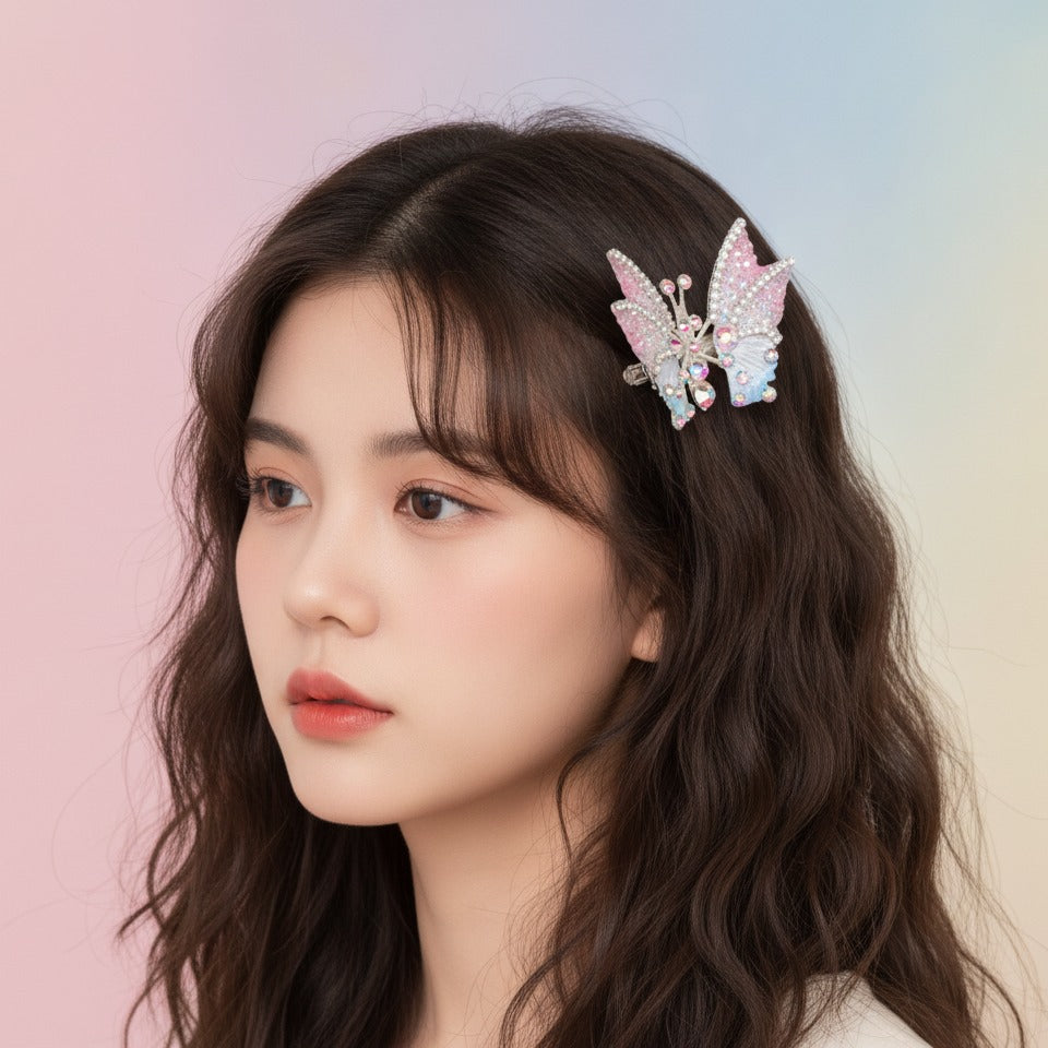 Sparkle Butterfly Hair Claw - Pink & Blue