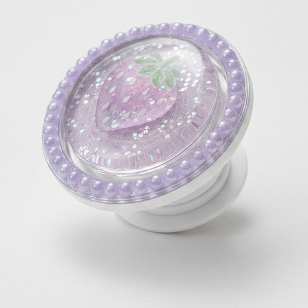 Strawberry Glitter Phone Grip - Purple