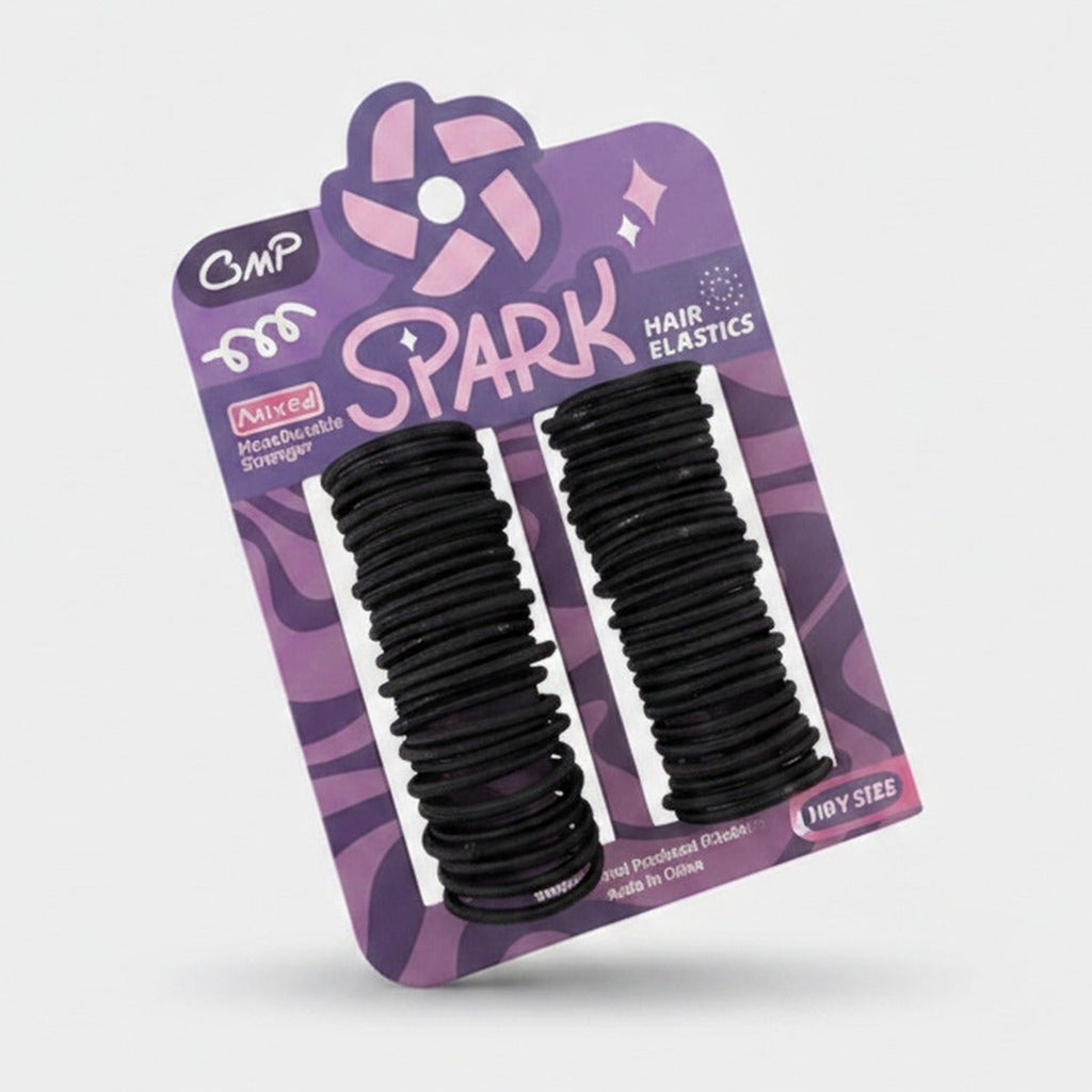 Black Spiral Hair Elastics With Pinwheel Design – hair accessories (view 1)