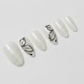 Butterfly Wing Press-On Nails Set - Pearl White