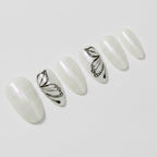 Butterfly Wing Press-On Nails Set - Pearl White