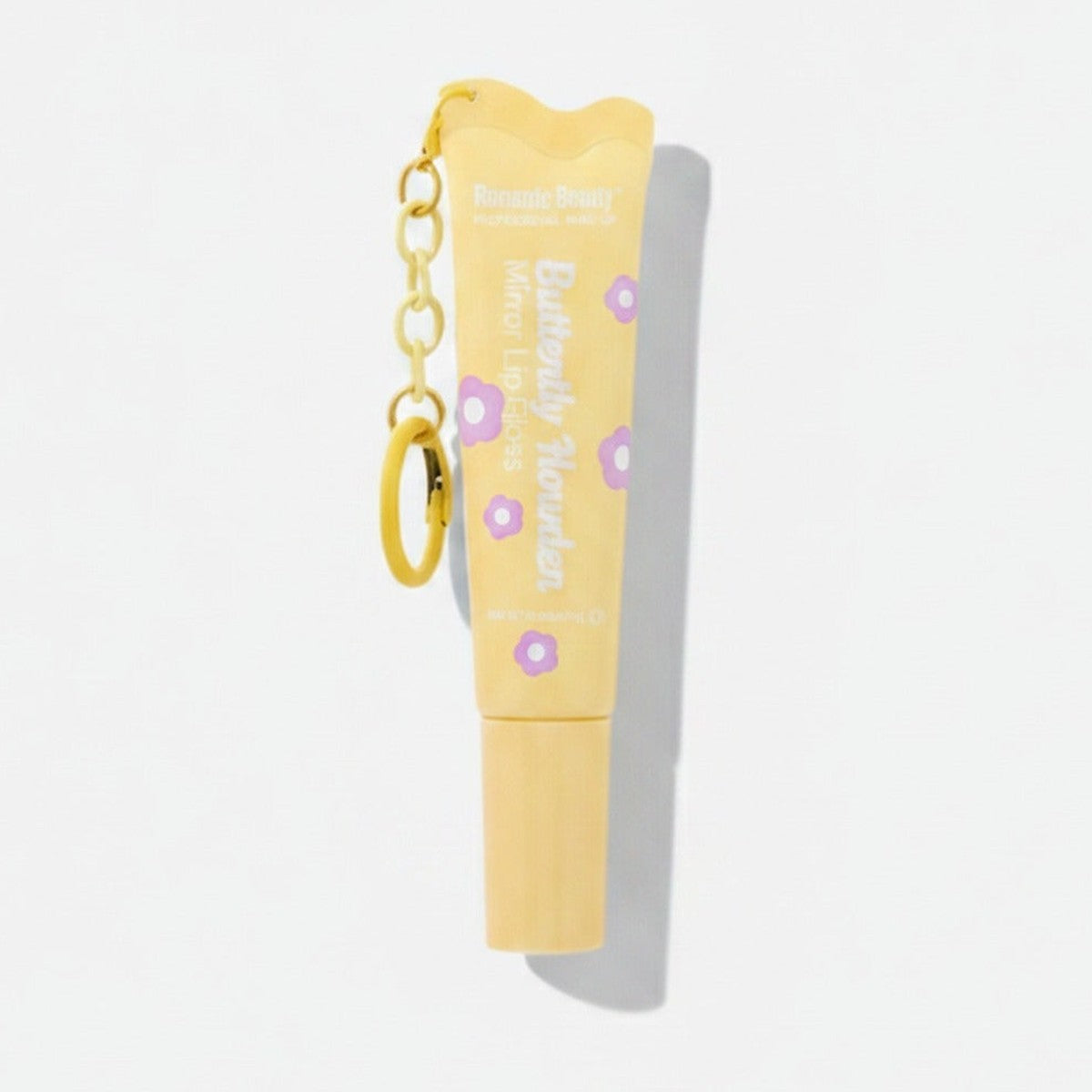 Yellow Heart-Shaped Lip Balm With Chain Keychain – Korean beauty tool (view 1)