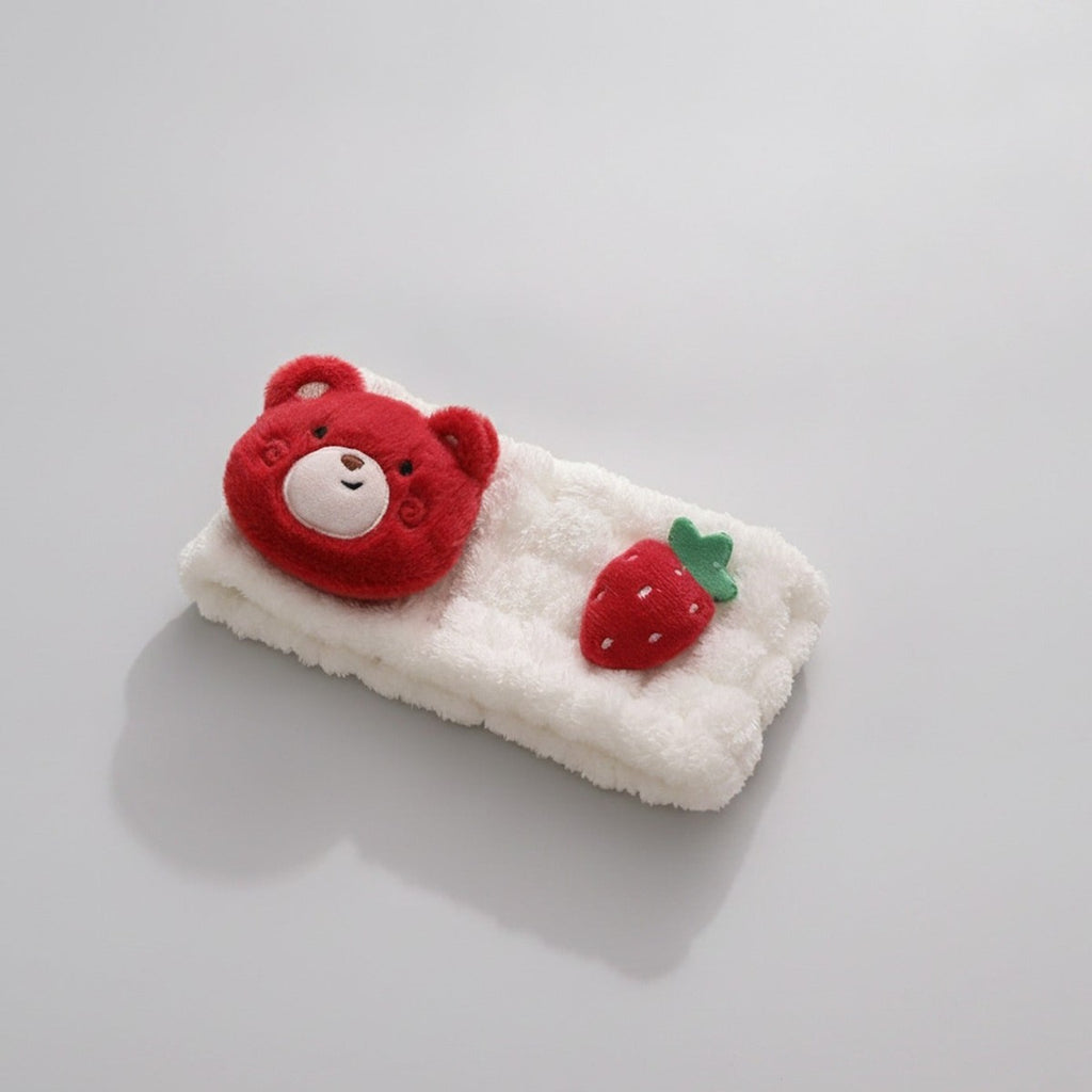 Fluffy Red Bear Strawberry Hair Clip Set – hair accessories (view 1)