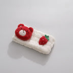 Fluffy Red Bear Strawberry Hair Clip Set – hair accessories (view 1)