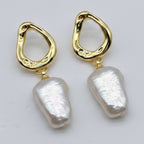 Baroque Pearl Drop Earrings - Gold Pearl