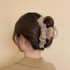 Sculptured Metal Hair Claw - Cream Coffee