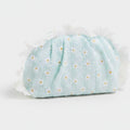 Light Blue Daisy Floral Ruched Cosmetic Bag – bags & wallets (view 1)