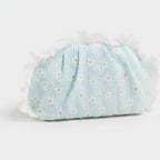 Light Blue Daisy Floral Ruched Cosmetic Bag – bags & wallets (view 1)