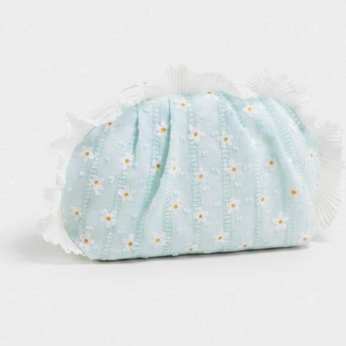 Light Blue Daisy Floral Ruched Cosmetic Bag – bags & wallets (view 1)
