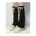 Fuzzy Bow Leg Warmers - Black
