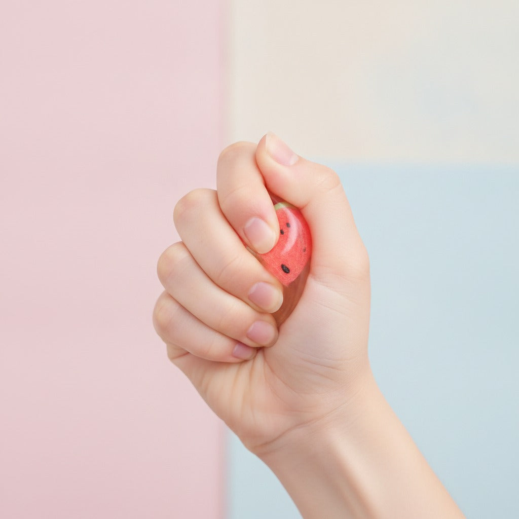 Fruit Jelly Squishy Ball - Peach - squeeze in hand