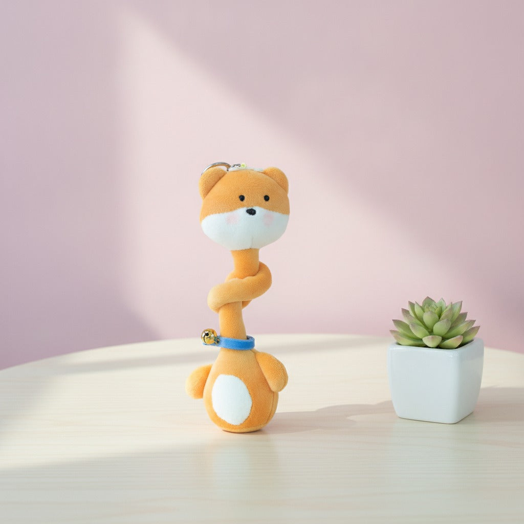 Cartoon Mix Animal Doll Keychain - Brown&White Shiba Inu
