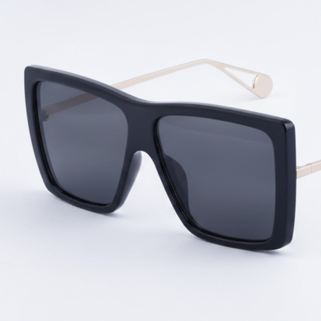 Black Oversized Square Sunglasses with Gold Arms – eyewear (view 1)