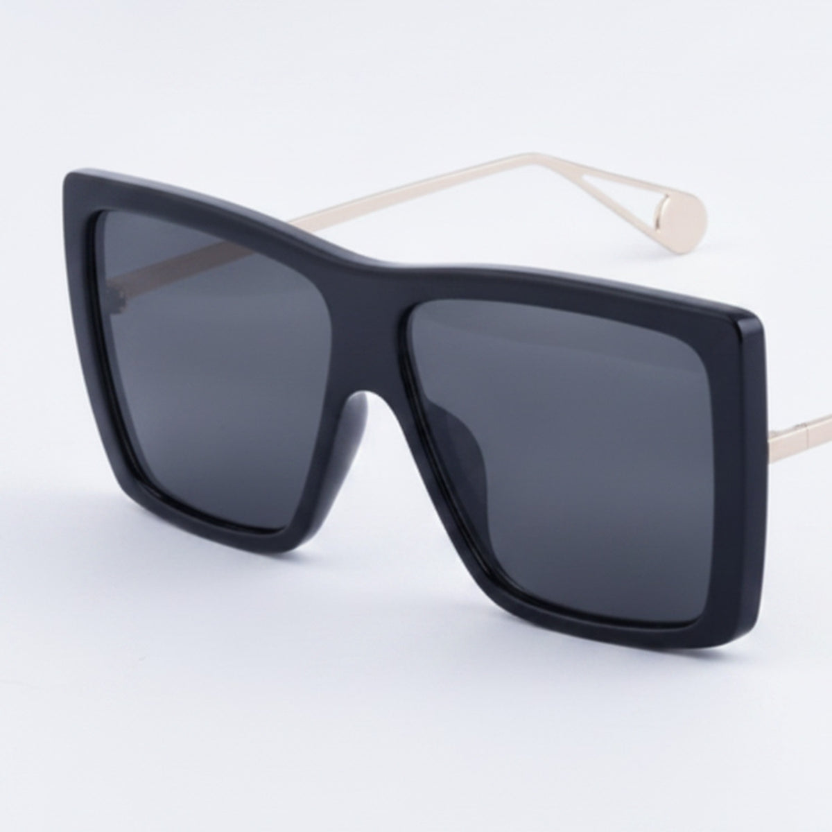Black Oversized Square Sunglasses with Gold Arms – eyewear (view 1)