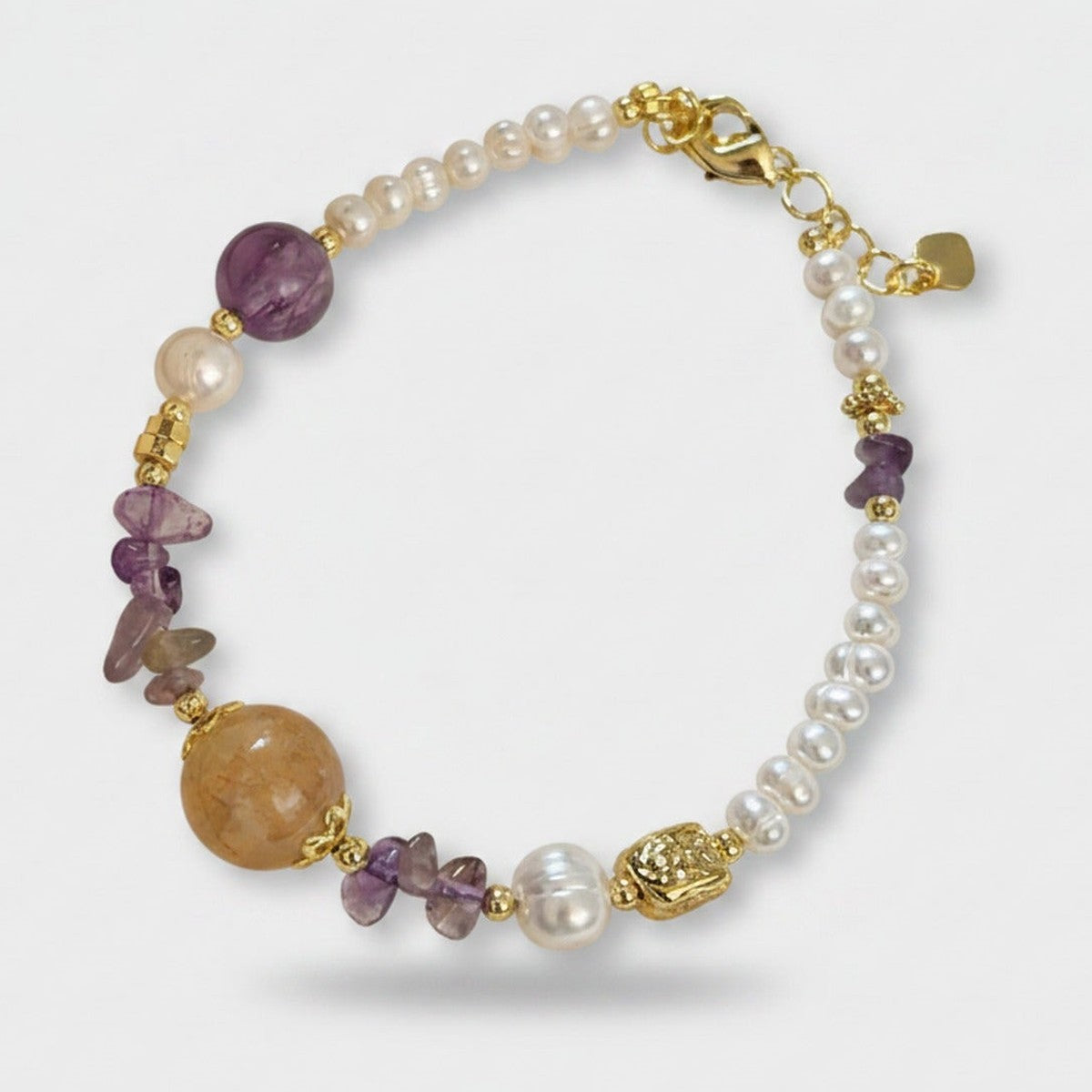 Pearl Amethyst Beaded Charm Bracelet – jewelry (view 1)