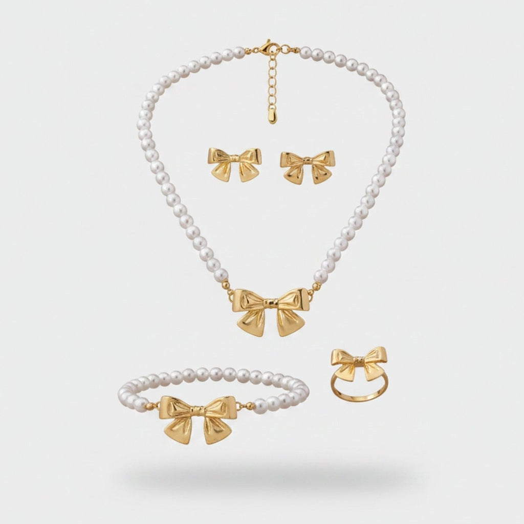 Pearl Bow Jewelry Set With Ring (view 1)