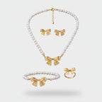 Pearl Bow Jewelry Set With Ring (view 1)