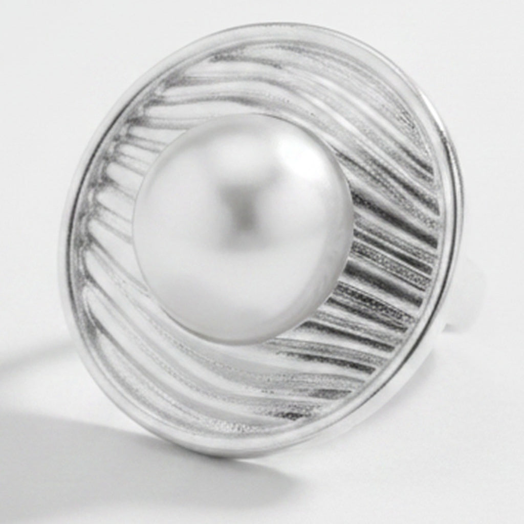 Pearl Swirl Statement Ring - Silver