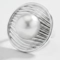 Pearl Swirl Statement Ring - Silver