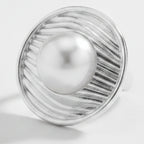 Pearl Swirl Statement Ring - Silver