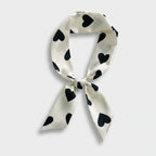 Black Heart Print Ivory Silk Neck Scarf – scarves & belts (view 1)