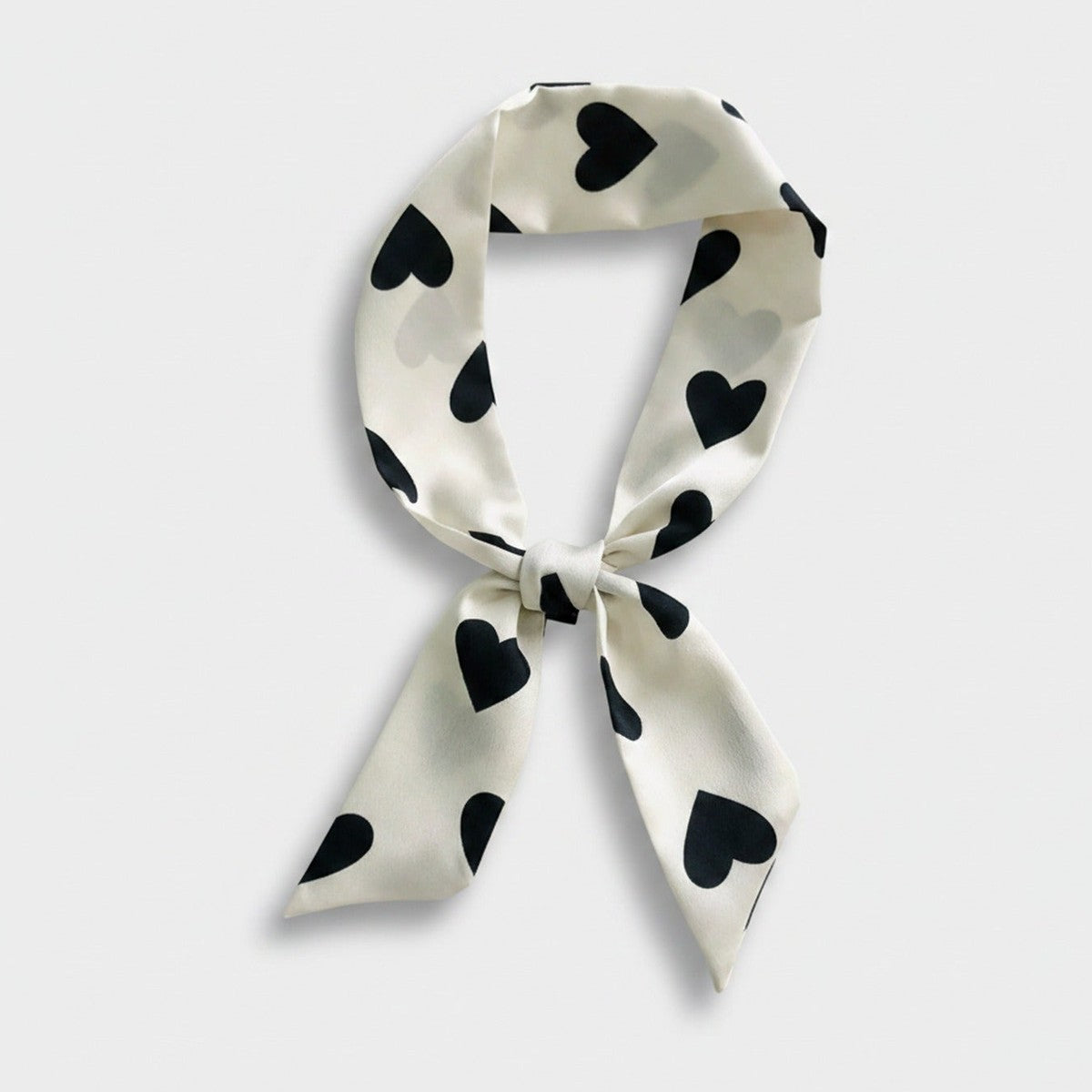Black Heart Print Ivory Silk Neck Scarf – scarves & belts (view 1)