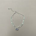 Layered Chain Bracelet with Stone - Silver
