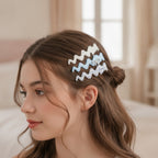 Wavy Duck Clip Hair Clip Set Blue Wave