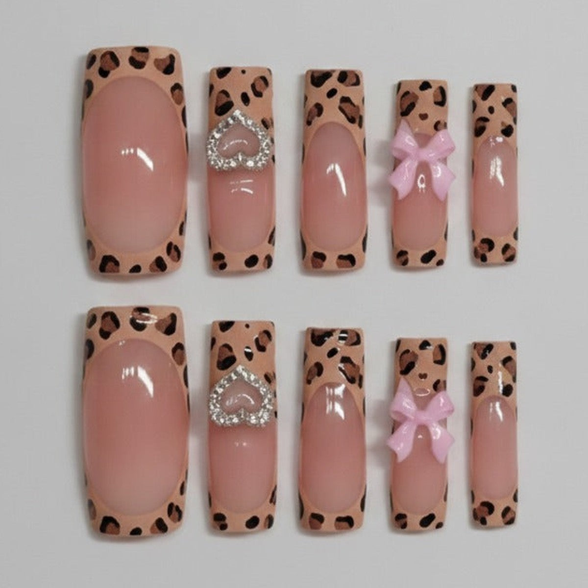 Leopard Bow Press-On Nails - Type 6