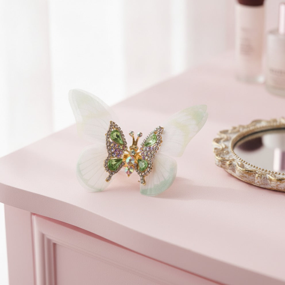 Sparkly Butterfly Hair Claw - Green