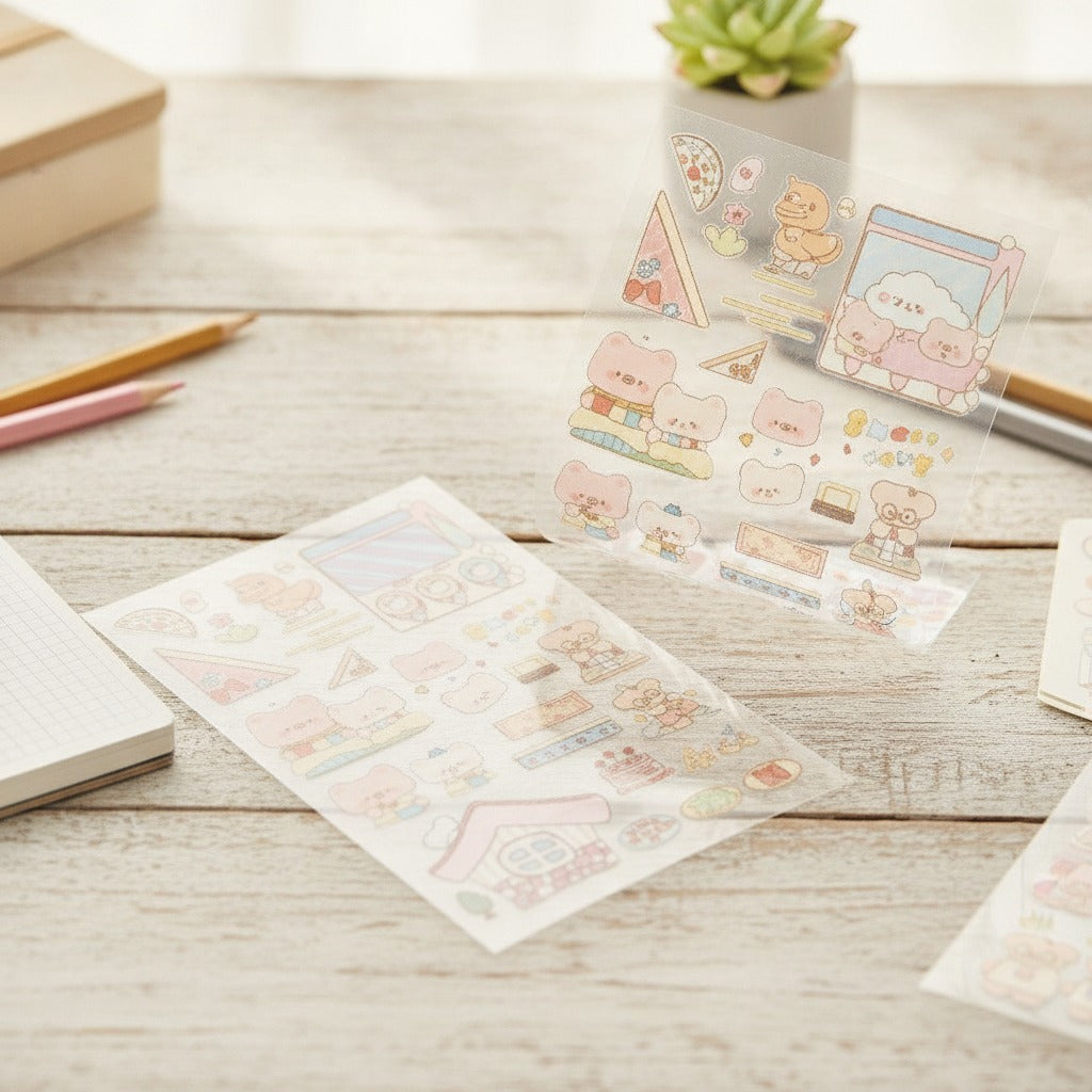 Kawaii Sticker Sheet Set - Piggy Adventure