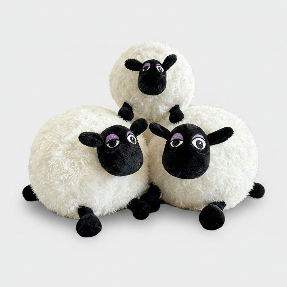 Fluffy Black & White Sheep Plush Toy Bundle – novelty & toys (view 1)