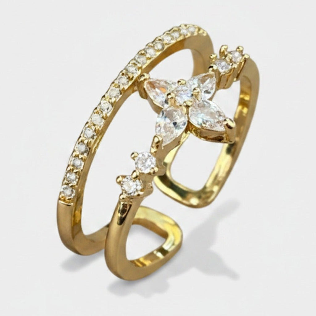 Gold Rhinestone Butterfly Ring Set – jewelry (view 1)