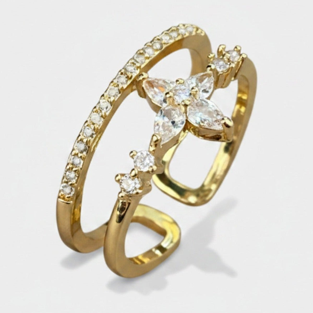 Gold Rhinestone Butterfly Ring Set – jewelry (view 1)