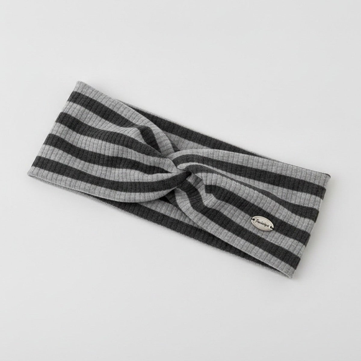 Ribbed Knit Headwrap With Bow - Deep Gray – hair accessories (view 1)